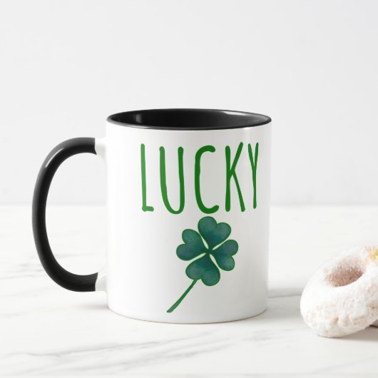 Taza Lucky Clover St Patricks Day  Mok (Met donut)