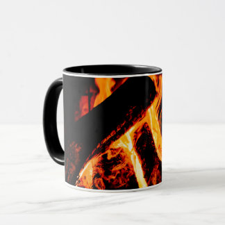 Taza personalizada con fotografía fuego chimenea mok