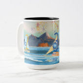 Tazza herdenking scudetto Napoli 2023 Tweekleurige Koffiemok (Voorkant links)