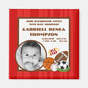 {TBA} 2"x2" All Star Red aankondigingsmagneet Magneet