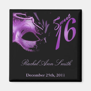 {TBA} 2"x2" Sweet 16 Paarse Lila Favor Magnet Magneet