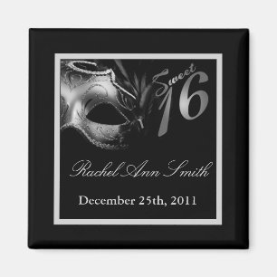 {TBA} 2 "x2" Sweet 16 Silver Favor Magnet Magneet