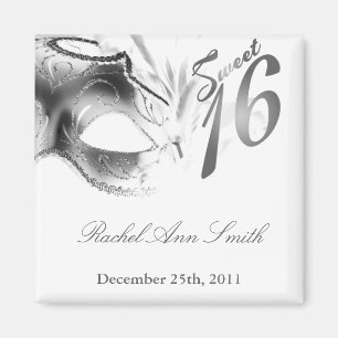 {TBA} 2 "x2" Sweet 16 Silver Party Favor Magnet Magneet