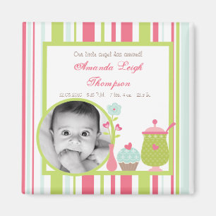 {TBA} 2 "x2" Tea Party Roze Aankondigingsmagneet Magneet