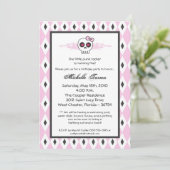 {TBA}5x7 Girl Punk Skull Birthday Party Invitation Kaart (Staand voorkant)