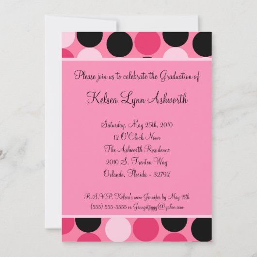 {TBA} 5x7 Pink Polka Photo Graduation Invitation (Dos)