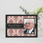 {TBA} Années d'or Damask Birthday Invitation (roug (Debout devant)