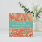 TBA -  Aqua en Tangerine sparen de Datum Save The Date (Staand voorkant)