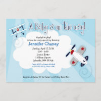 {TBA} AVIATOR Vliegtuig 5x7 Baby shower Uitnodigin