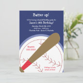 {TBA} BASEBALL Batter Up Birthday Uitnodiging (Staand voorkant)