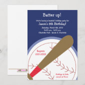 {TBA} BASEBALL Batter Up Birthday Uitnodiging (Voorkant / Achterkant)