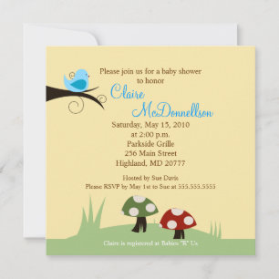 {TBA} Birdie Woodland 5x5 Baby shower Uitnodiging