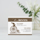 {TBA} BRIEFKAART: We zijn verhuisd! Antiek fiets Aankondigingskaart (Staand voorkant)