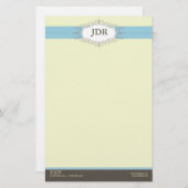 {TBA} Chic Deco Baby Blauw Gepersonaliseerd briefp Briefpapier (Voorkant / Achterkant)