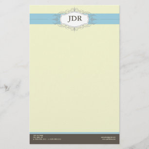 {TBA} Chic Deco Baby Blue Gepersonaliseerd Station Briefpapier