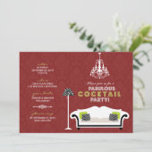 {TBA} Chic Zebra Cocktail (rode) Uitnodiging van d (Staand voorkant)