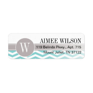 ::TBA:: Chique Chevron Monogram BLAUWGROEN Etiket