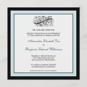 {TBA} Eenvoudig Elegant Wedding Invite (zwart/blau Kaart