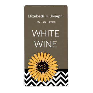 (TBA) Gerbera Daisy & Chevron Wine Labels