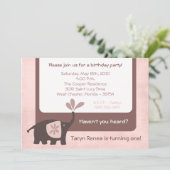 {TBA} Invitation d'anniversaire d'éléphant violet (Debout devant)