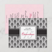 {Tba} Invitation noire ANGLAISE de Quinceanera de (Devant / Derrière)