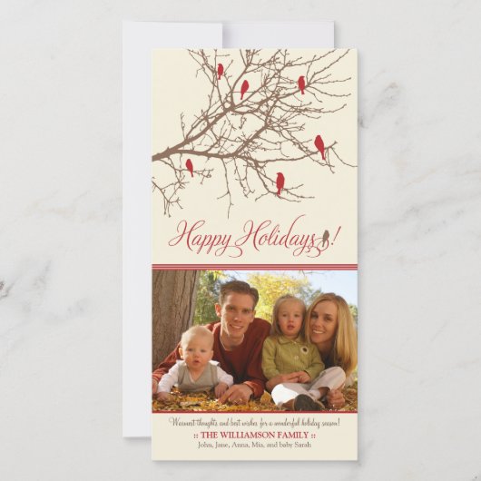 {TBA} Oiseaux d'hiver Joyeux Carte photo de vacanc (Devant)