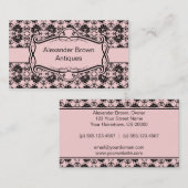 TBA - Roze en zwart Damask Visitekaartje (Voorkant / Achterkant)