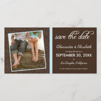 {TBA} Swirly-Q Bruin/Baby Blue Bewaar de Datum Save The Date