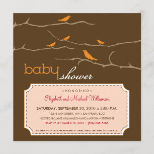 {TBA} Tweet! Tweet! baby shower Uitnodiging (oranj