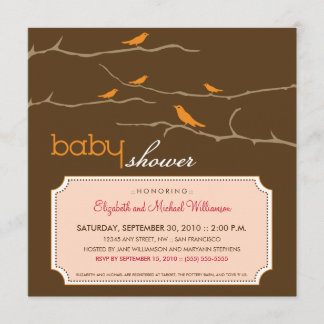 {TBA} Tweet! Tweet! baby shower Uitnodiging (oranj