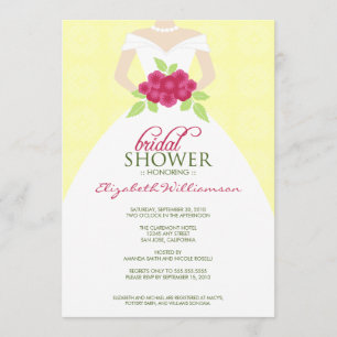 {TBA} Wedding Dress Vrijgezellenfeest nodigt (geel Kaart