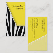 {TBA} Zany Hip Zebra Print Visitekaartjes (geel) (Voorkant / Achterkant)