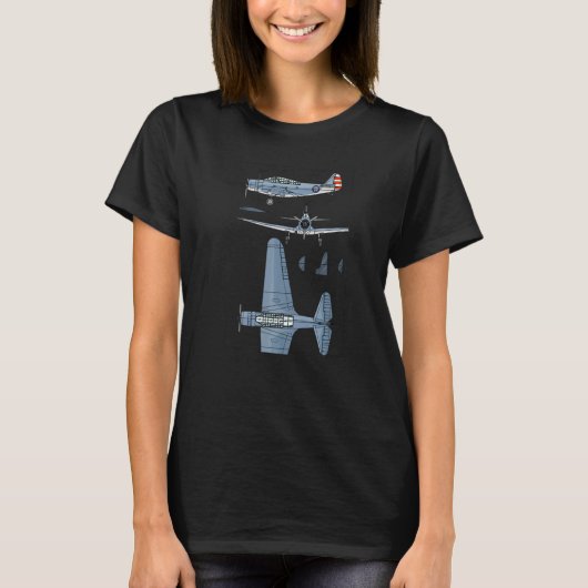 Tbd Devastator American Ww2 Torpedo Bomber Bluepri T-shirt (Voorkant)