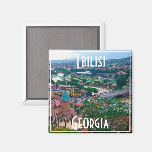 Tbilisi Georgia City Uitzicht Cityscape Architectu Magneet (Voorkant / Achterkant)