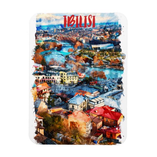 Tbilisi Georgia Cityscape Uitzicht Magneet (Verticaal)