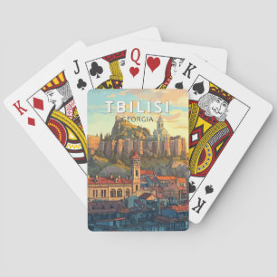 Tbilisi Georgië Illustratie Reizen Art Vintage Pokerkaarten