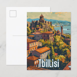 Tbilisi Georgië  Retro Reis Illustratie Briefkaart