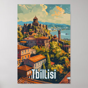 Tbilisi Georgië  Retro Reis Illustratie Poster