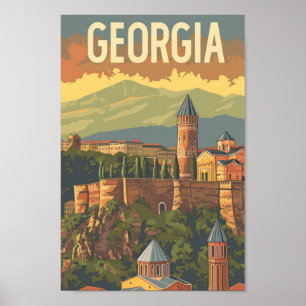 Tbilisi Georgië Vintage Beroemde Reisplaats Poster