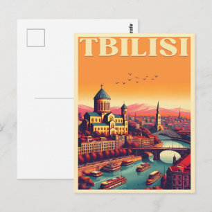 Tbilisi hoofdstad van Georgië, Retro souvenir gesc Briefkaart