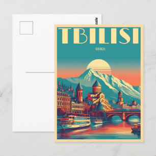 Tbilisi hoofdstad van Georgië, Retro souvenir gesc Briefkaart