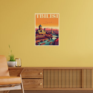 Tbilisi hoofdstad van Georgië, Retro souvenir gesc Poster