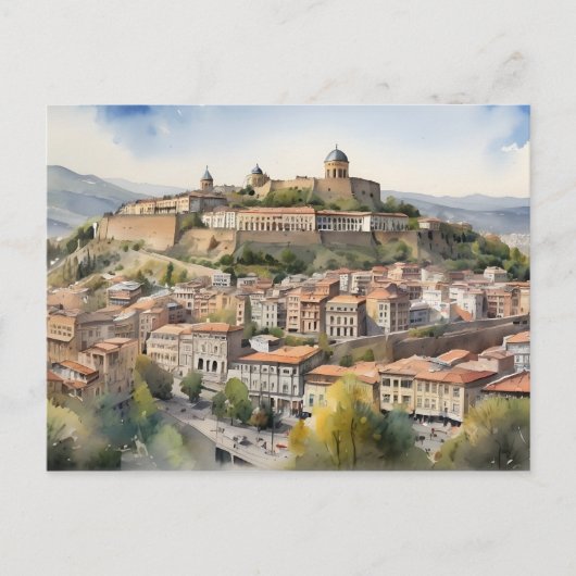 Tbilisi waterverf kunst briefkaart (Voorkant)