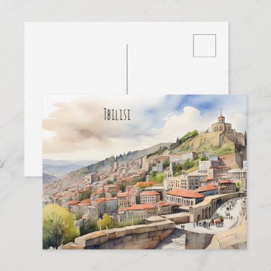 Tbilisi waterverf kunst briefkaart (Voorkant / Achterkant)