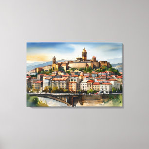 Tbilisi waterverf kunst canvas afdruk