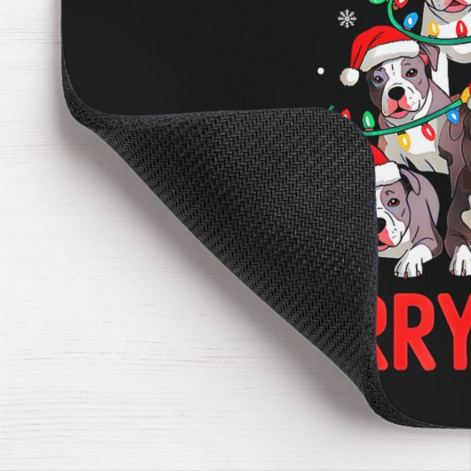 Tbull Dog Tree Xmas Light Santa Hat Christmas Merr Muismat (Hoek)