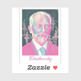 Tchaikovsky Colorful Portrait with Ballet Dancers Sticker