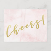 Tchin ! Carte postale aquarelle rose avec écriture (Devant)