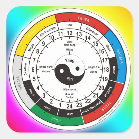 TCM Organogram / orgaanklok Vierkante Sticker (Voorkant)
