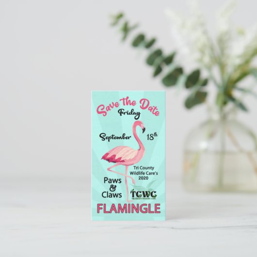 TCWC Flamingle sparen de Datum 2020 Visitekaartje (Staand voorkant)